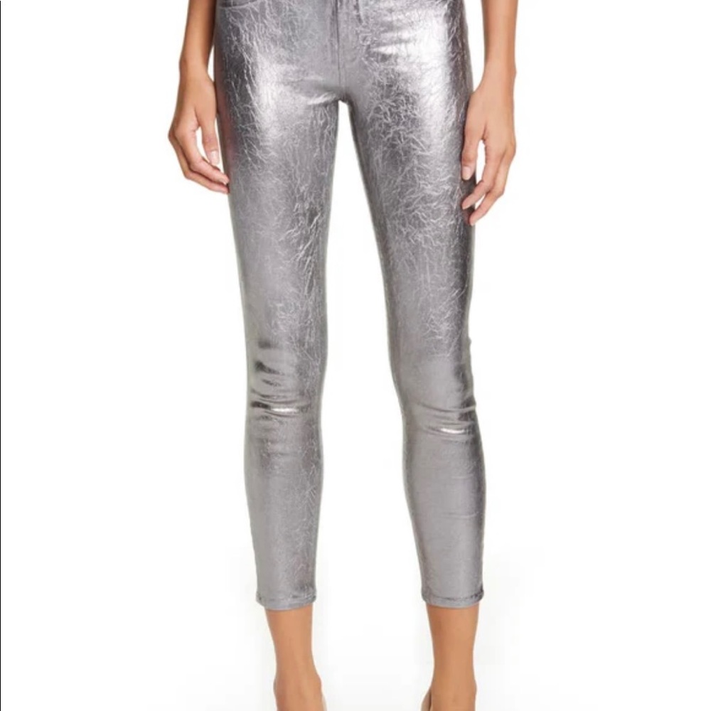 L’AGENCE Margot Metallic Coated Cropped Skinny Jeans